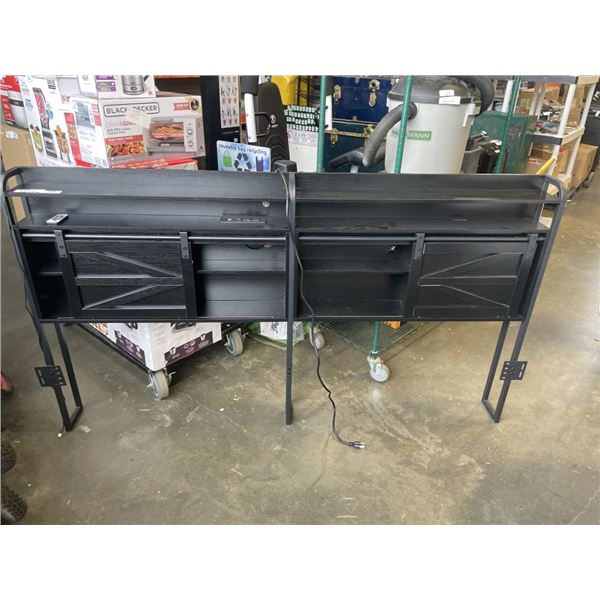 KINGSIZE POWER HEADBOARD W/ SHELVES