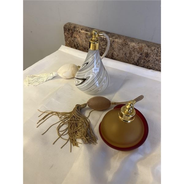 2 VINTAGE VENETIAN GLASS PERFUME BOTTLES W/ ORIGINAL ATOMIZERS