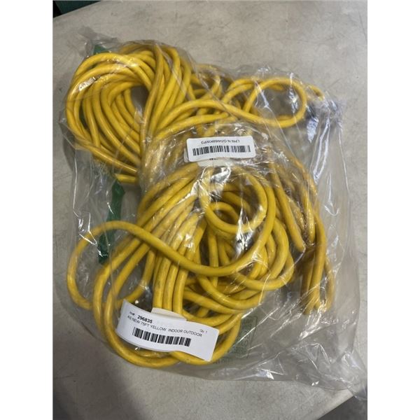 AS NEW 75FT YELLOW  INDOOR OUTDOOR HEAVY DUTY LIGHTED 3 WIRE GROUNDED EXTENSION CORD 16AWG