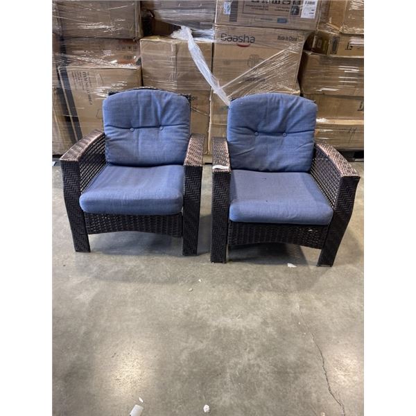 2 RATTAN PATIO ARM CHAIRS