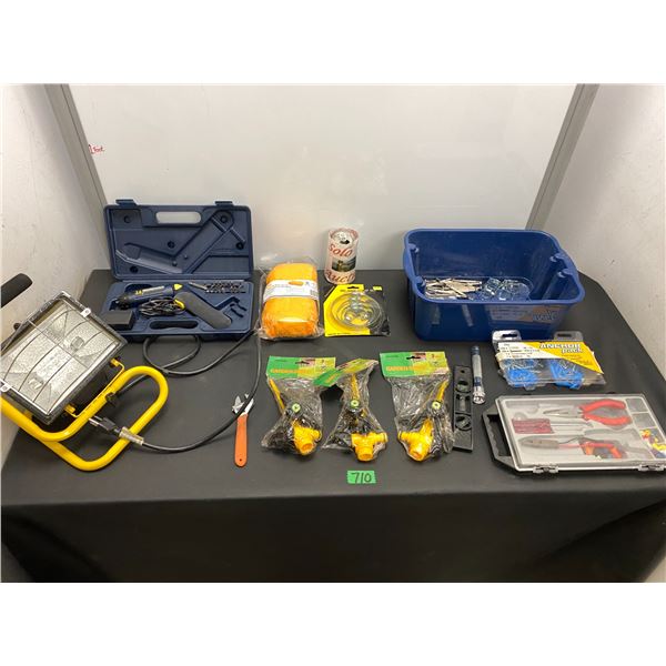 Lot of hand tools and trouble light