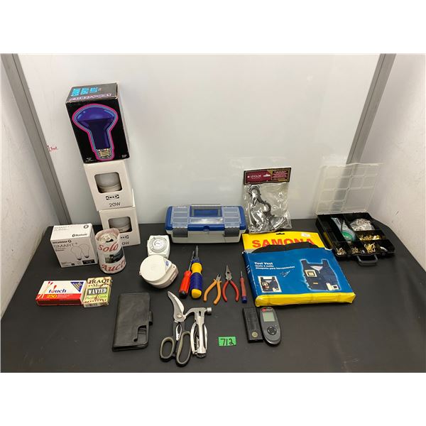 Large lot of hand tools and light bulbs and more