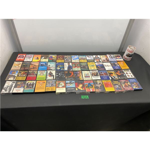 Lot of 56 music cassette tapes featuring country artists