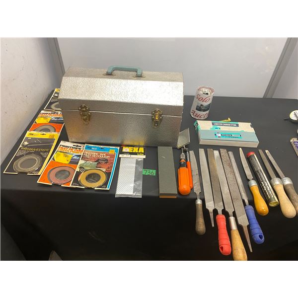 Large lot of hand tools and tool box