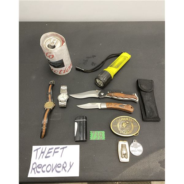 Lot of pocket knifes, wrist watches and more