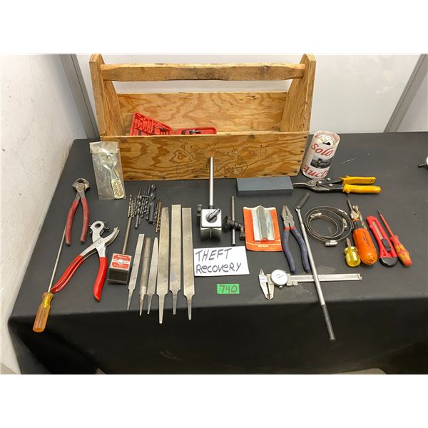 Lot of hand tools and more, wood tool box