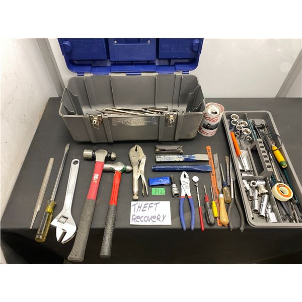Lot of hand tools and more with tool box