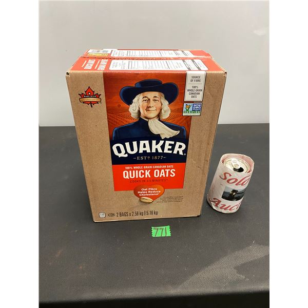 Large box of Quaker brand quick oats