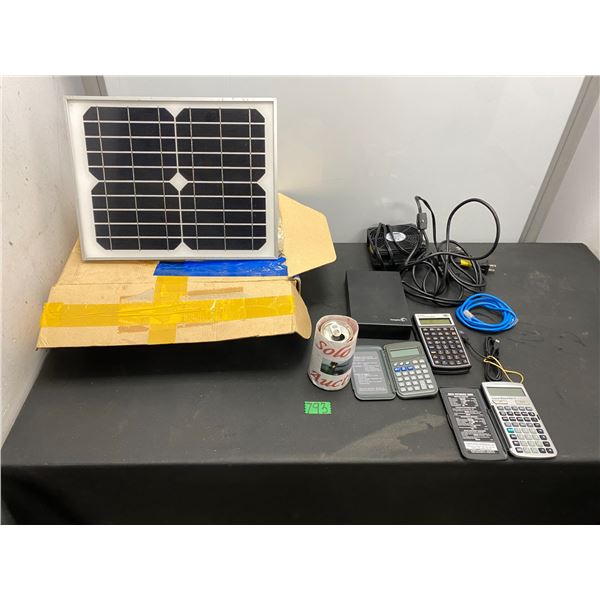 Portable solar panel, calculators and more