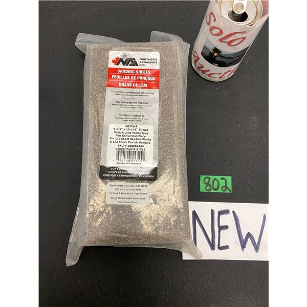 50 Pack of sanding sheets, 50 grit, measures 4 1/2" x 10 1/4" with hook & loop Velcro type plus conv