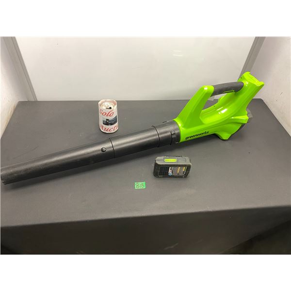 Greenworks brand leaf blower with 24V Lithium battery