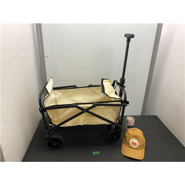 Cart on casters, baseball cap