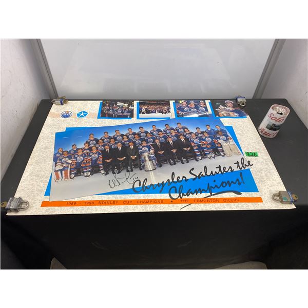 Signed Stanley Cup champion Edmonton Oilers poster 1989-90
