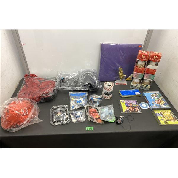 Unopened McDonald's toys, clothing, computer games, Monopoly statue, egg decorations and more