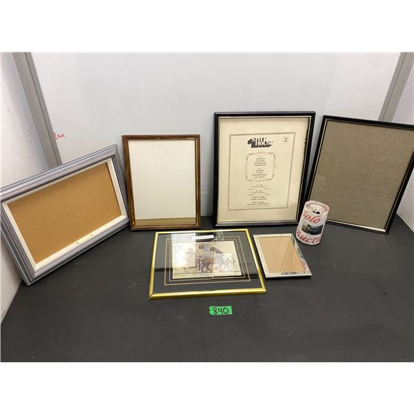 Lot of 6 picture frames including a framed Egyptian print size 6" x 8"