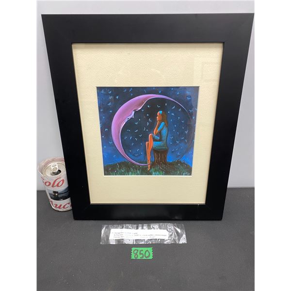 "Courage from the Moon" original art by Tima Yuen measures 17" x 14" framed
