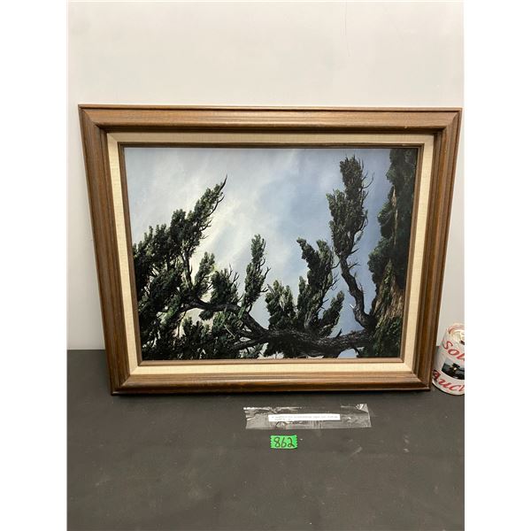 Original painting "Shaped by the Wind" by Lucille Banbridge, original in oil framed 21" x 25"