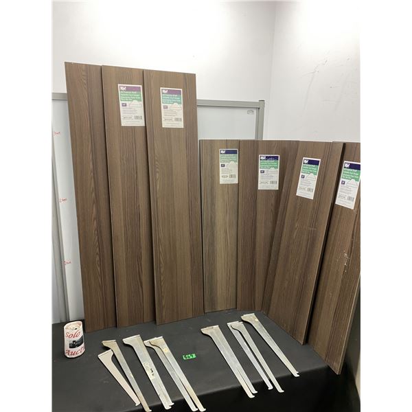 Wall shelves with brackets