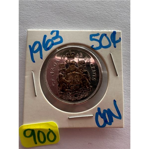 1963 Canadian 50 cent coin