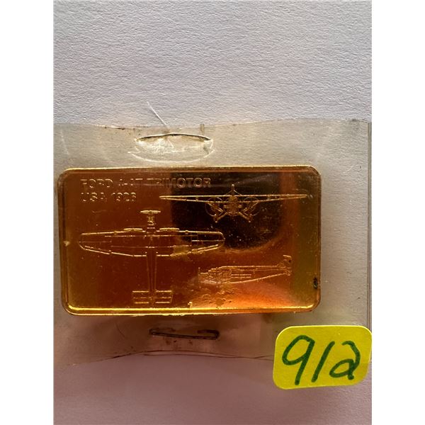 Ford 4-AT Tri Motor USA 1926 Gold Plated Bronze Ingot (Franklin Mint)