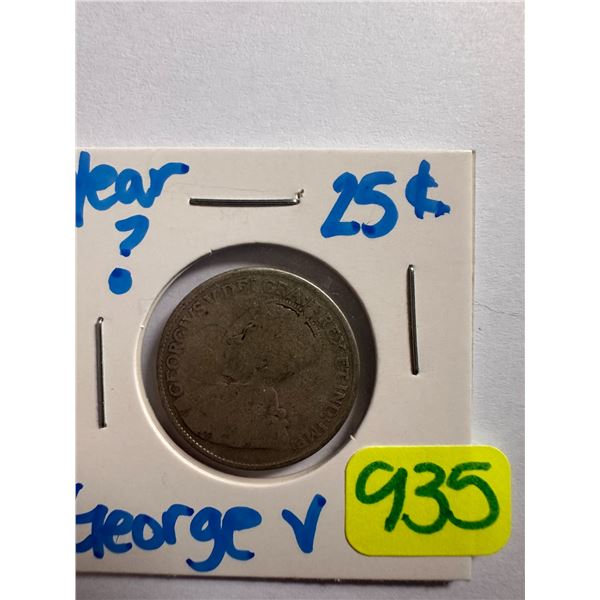George V Canadian 25 cent coin
