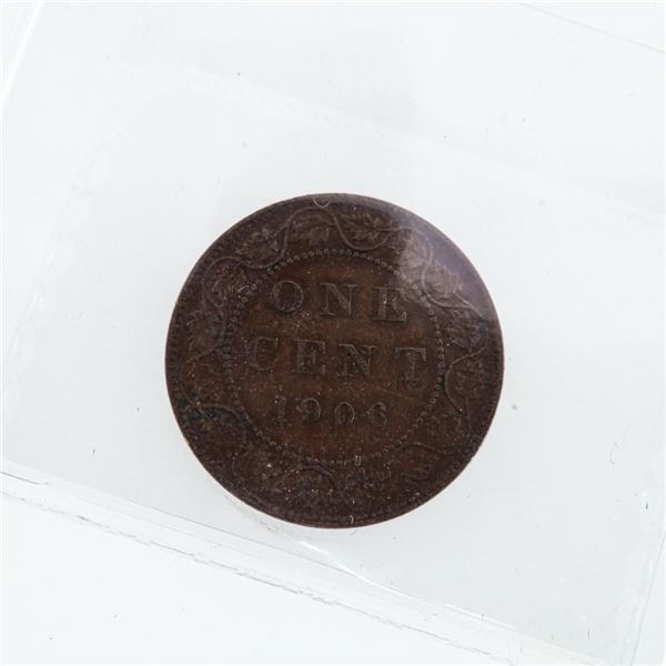 Canada Antique 1906 Large One Cent Coin VF 20 ICCS