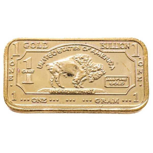 USA 1 Gram Gold Overlay Bar 100 Mills
