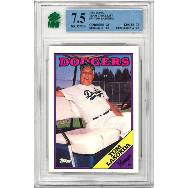 1988 Topps " TOM LASORDA " # 74 - Team Checklist ,