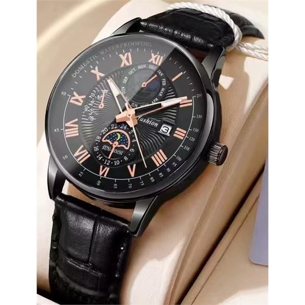 Gent's Qtz. Business Watch w/ Date Black/Black Cop