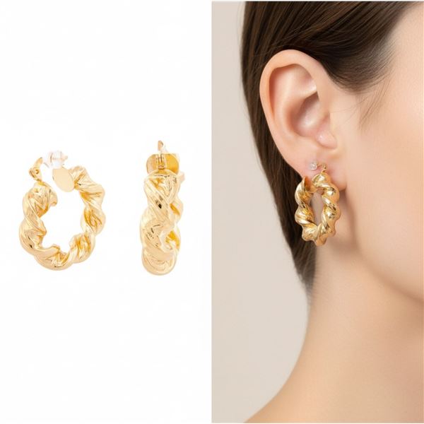 18kt Gold Layered Oro Laminado Chunky Barley Twist