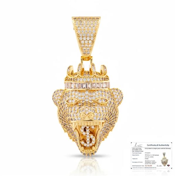 Custom 18kt Gold Overlay Oro Laminado Lion Head Pe