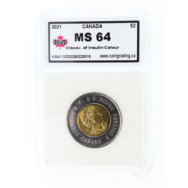 2021 Canada Two Dollars Discovery of Insulin -Colo