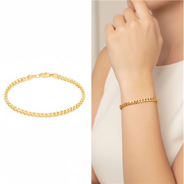 18kt Gold Layered Oro Laminado Cuban Link Bracelet