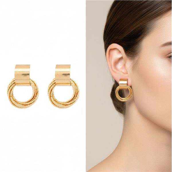 18kt Gold Layered Oro Laminado Multi Hoop Design E