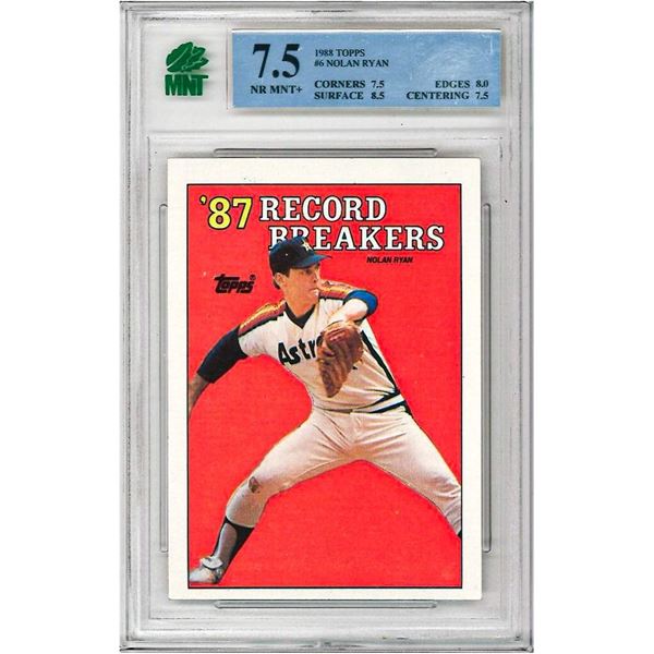 1988 Topps " NOLAN RYAN " # 6 - NR MNT+ 7.5