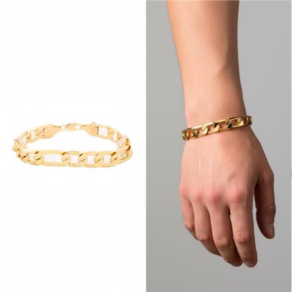 18kt Oro Laminado Figaro Link Bracelet 8.5" (25 gr
