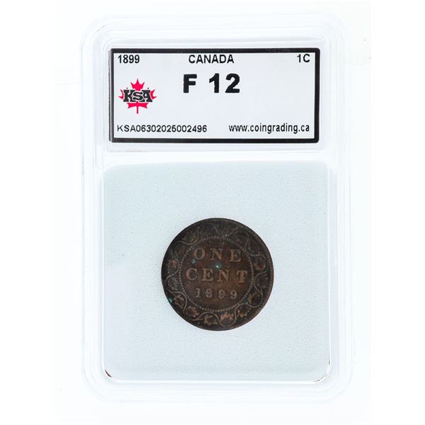 1899 Canada Victoria Large One Cent Coin F12 KSA S