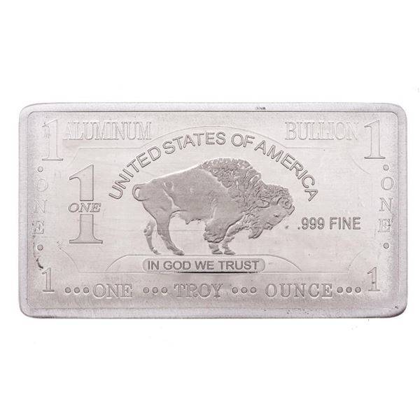 USA Aluminum Bullion  Bar 1 Troy Ounce