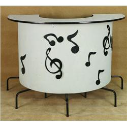 Large 50's Style White One-Half Circle Bar with Music Note Front