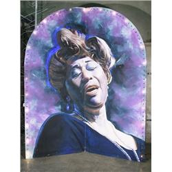 Large Light Up Folding Mural Wall Panel Portrait "Ella Fitzgerald" 9' Foot Tall, Hand Painted 