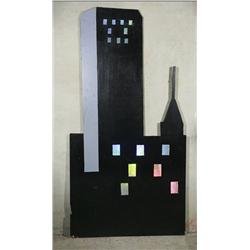 Large 9' Midnight Night Time Cityscape Cut Out Mural Wall Panel 