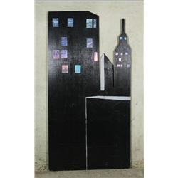 Large 9' Midnight Night Time Cityscape Mural Cut Out Wall Panel