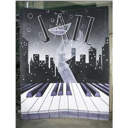 Large 10' Foot Hand Painted "Jazz" Piano Art Deco Mural Wall Panel