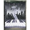 Image 1 : Large 10' Foot Hand Painted "Jazz" Piano Art Deco Mural Wall Panel