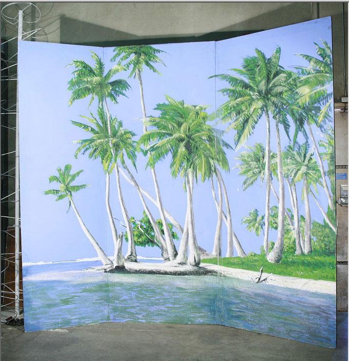 Large 10' Foot Hand Painted Tropical Island Mural Wall Panel