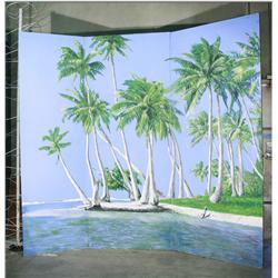 Large 10' Foot Hand Painted Tropical Island Mural Wall Panel