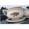 Image 1 : Oversized 4 1/2' Foot Tall Tea Cup Sugar Bowl with Floral Pattern