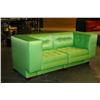 Image 1 : Unique Tufted Two Piece Modern Sofa in Vibrant Satin Green