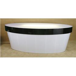 Semi-Translucent Black and White Sides Oval Desk 