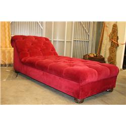 Large Oversize 7' Chaise Lounge in Tufted Red Velvet 